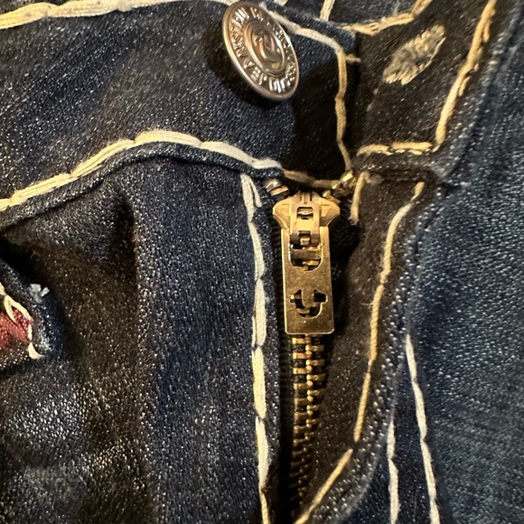 RARE True Religion Joey Big T Flare Thick Purple Stitch Jeans Size 32 NWOT - Picture 4 of 11